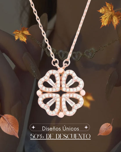 Collar Trébol De Corazones | Un Diseño Elegante que se Transforma + Caja De Regalo